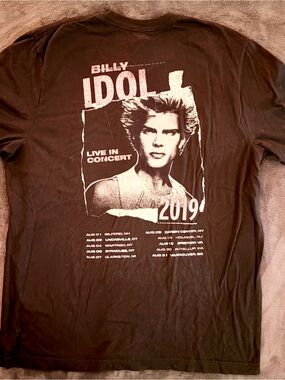 2019 Billy Idol Live in Concert Tour Men’s Black T-Shirt XL Rebel Yell